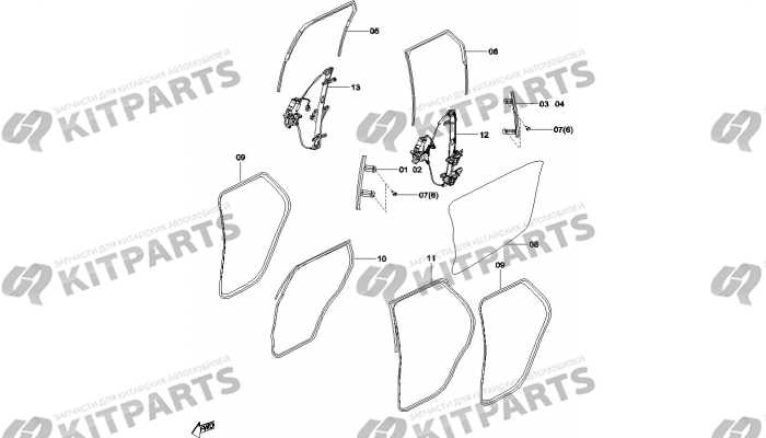Стеклоподъемник передней двери и уплотнители FAW Besturn X40